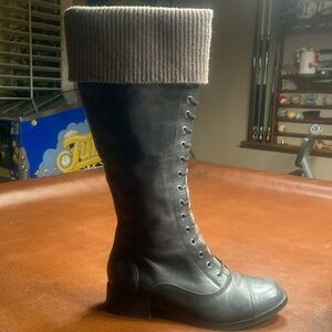 Cole Haan black leather tall boots 9B